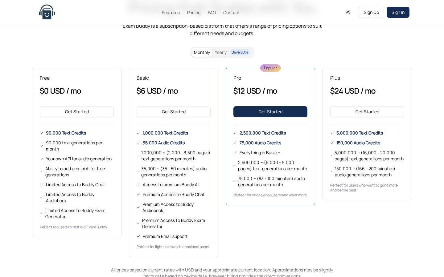 Exam Buddy Pricing