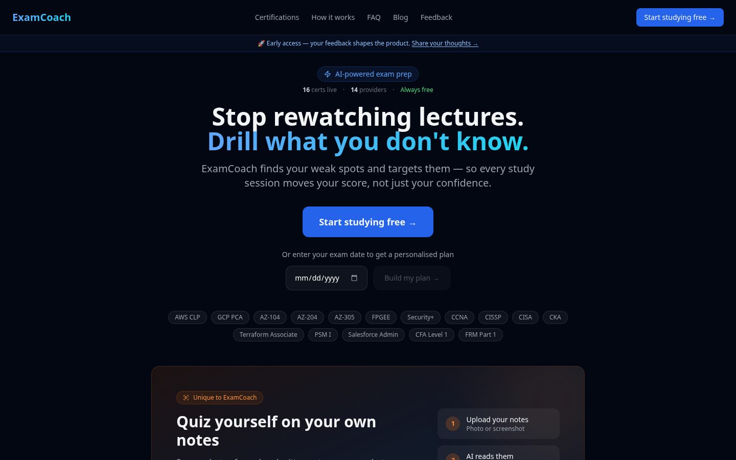 ExamCoach Homepage