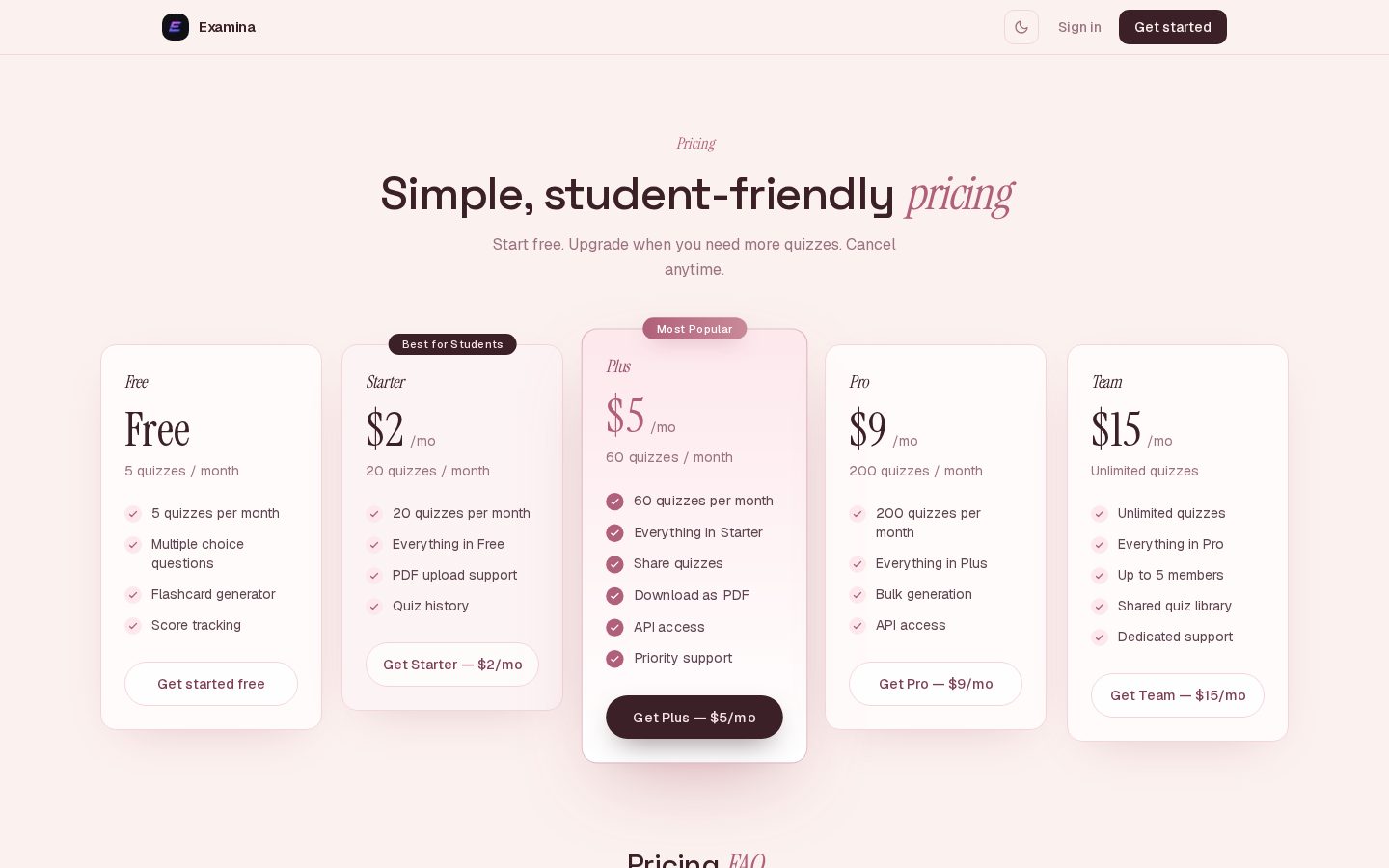 Examina Pricing