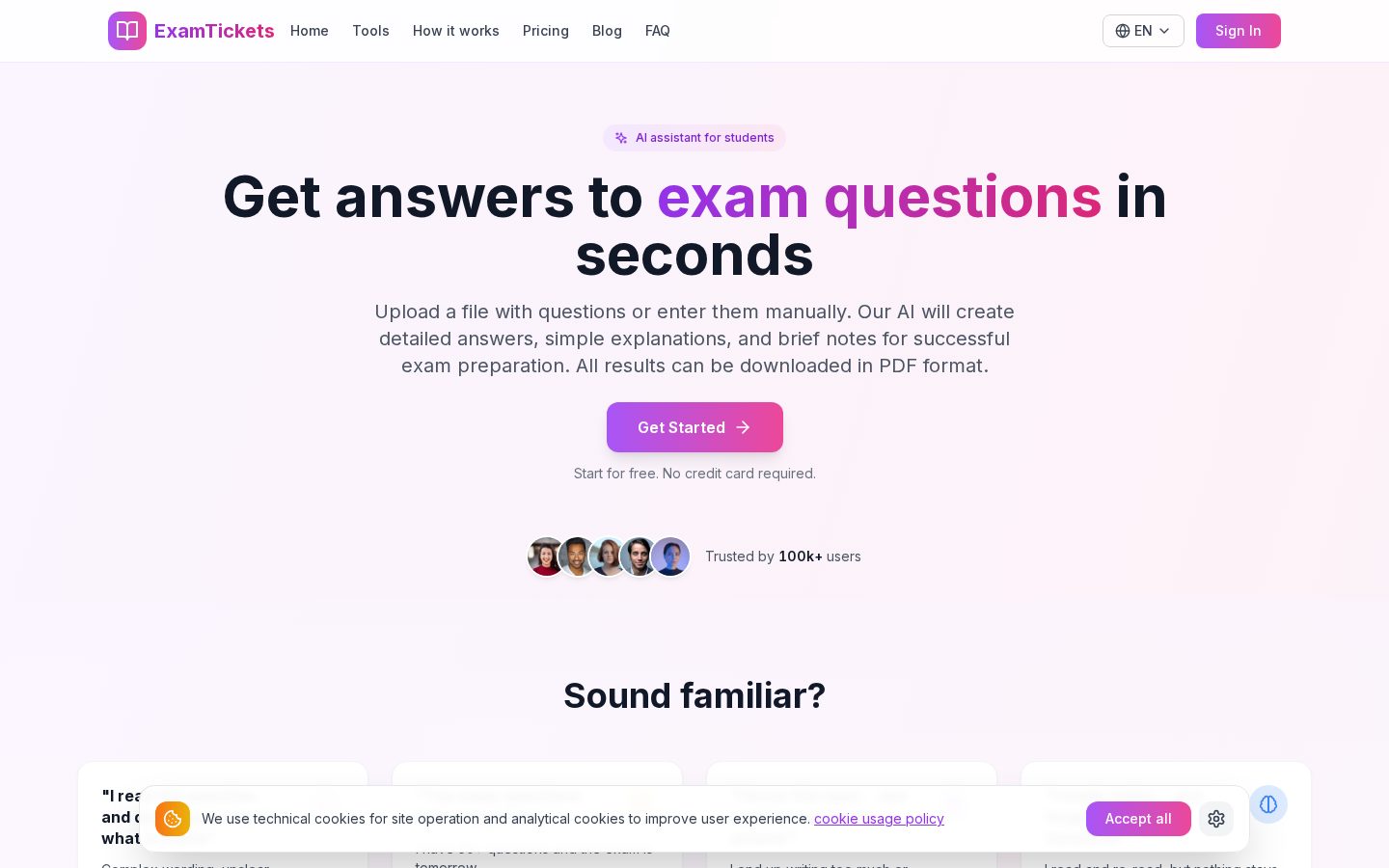ExamTickets Homepage