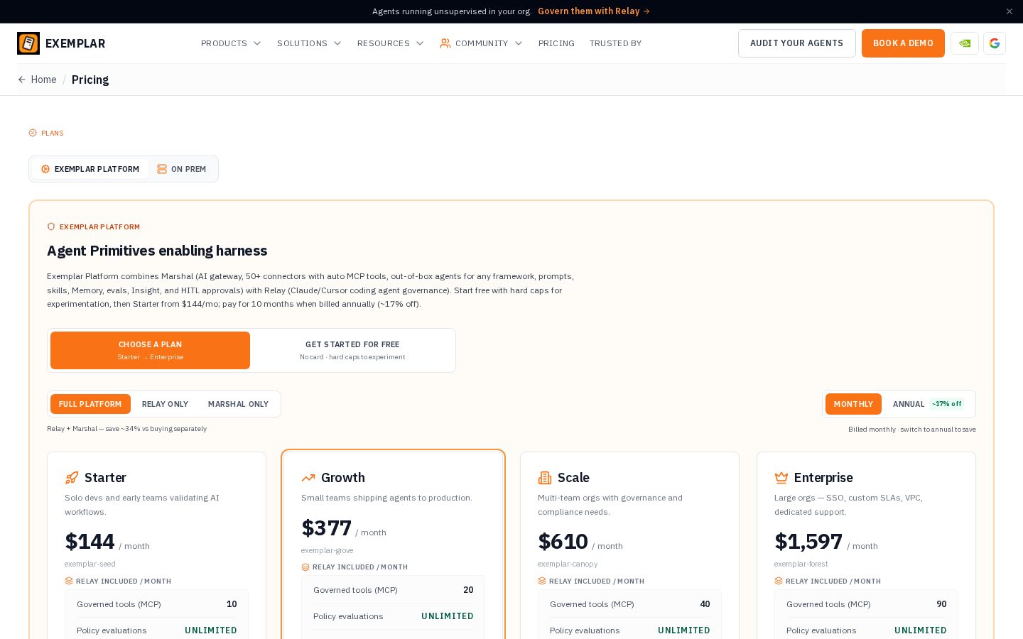 Exemplar Dev Pricing