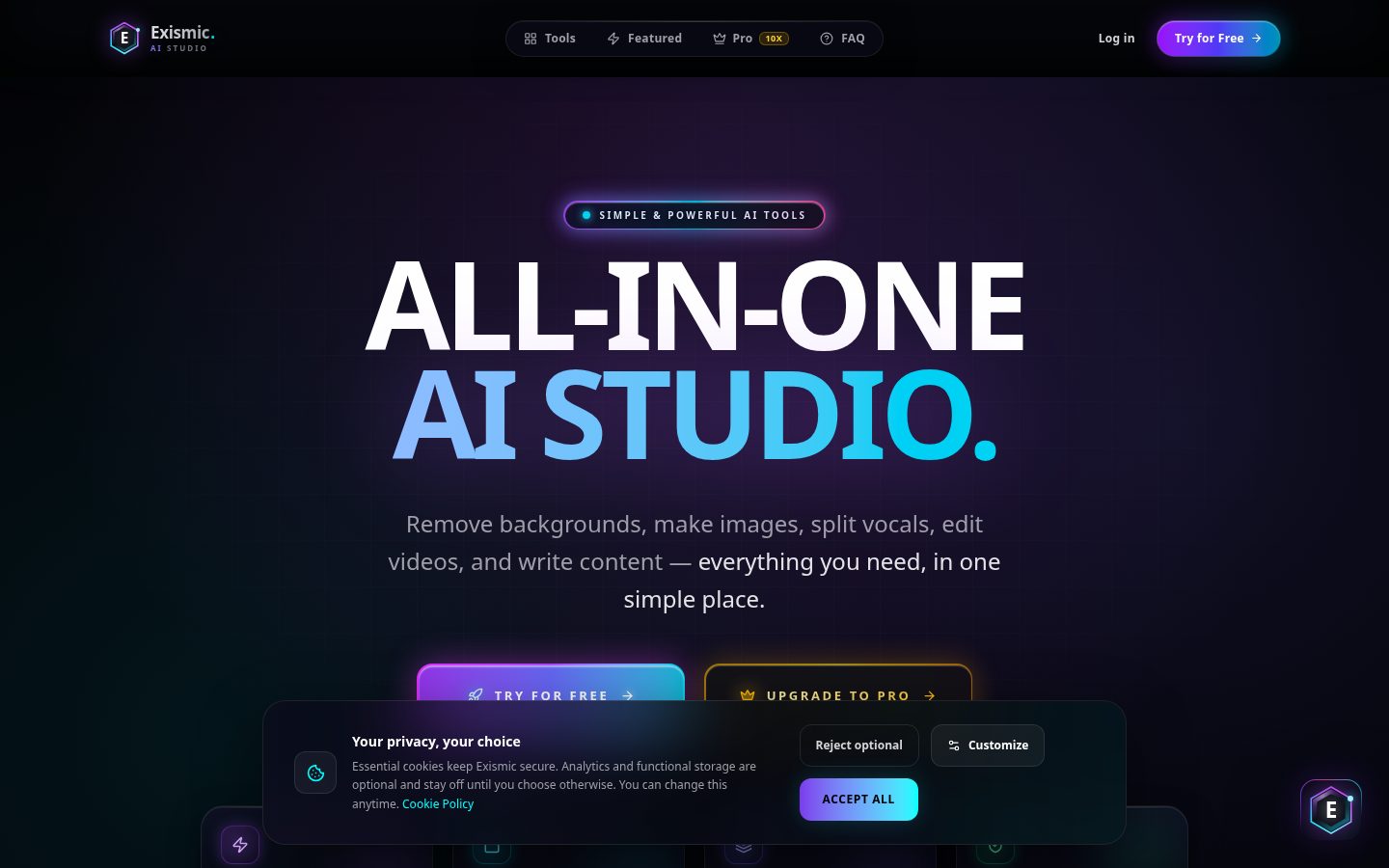 Exismic Homepage