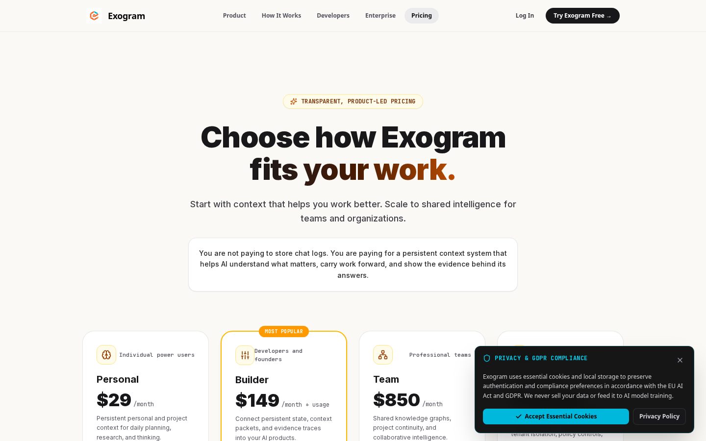 Exogram Pricing