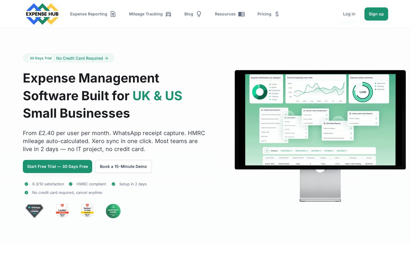 Expense Hub Homepage