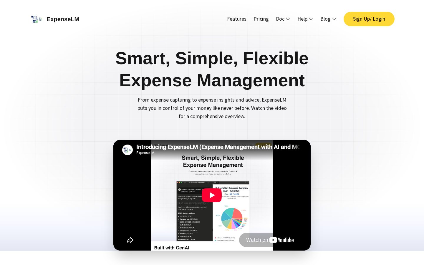 ExpenseLM Homepage