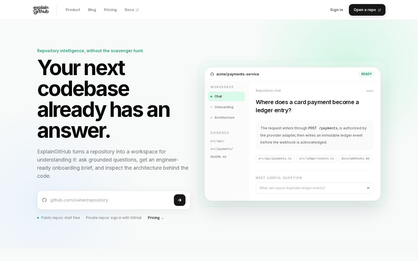 ExplainGitHub Homepage