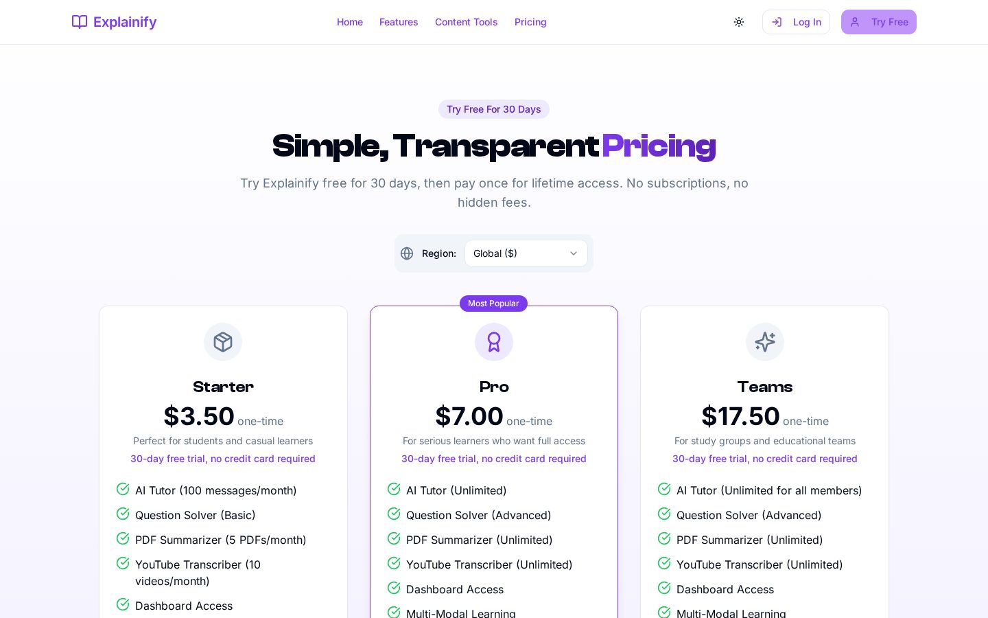Explainify Pricing