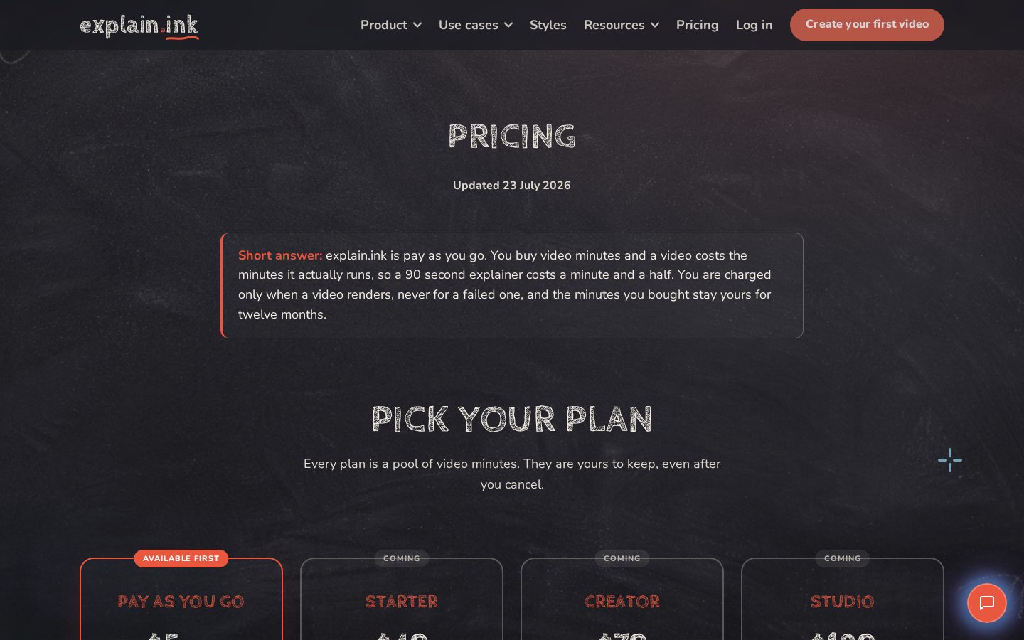 explainink Pricing