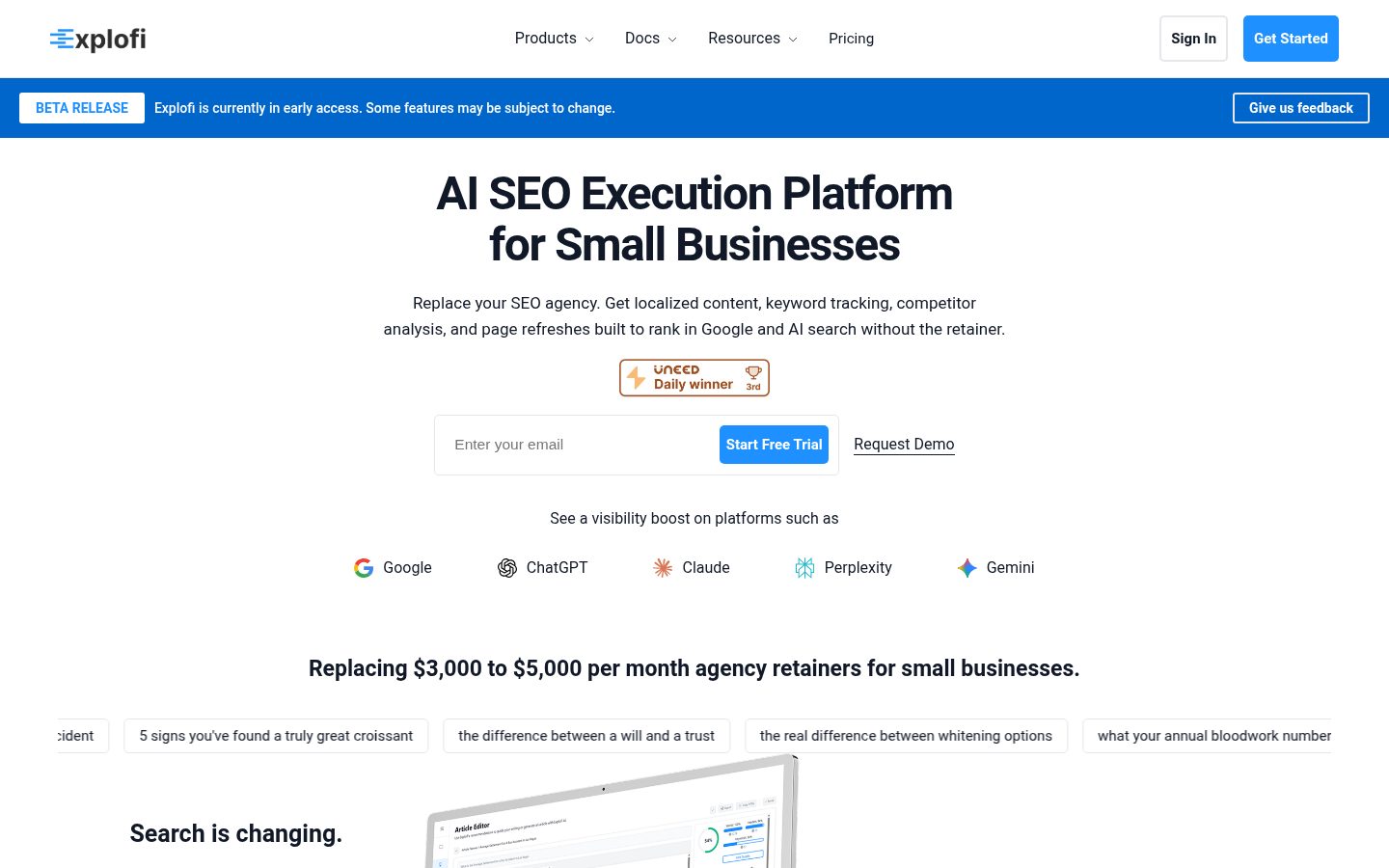 Explofi Homepage