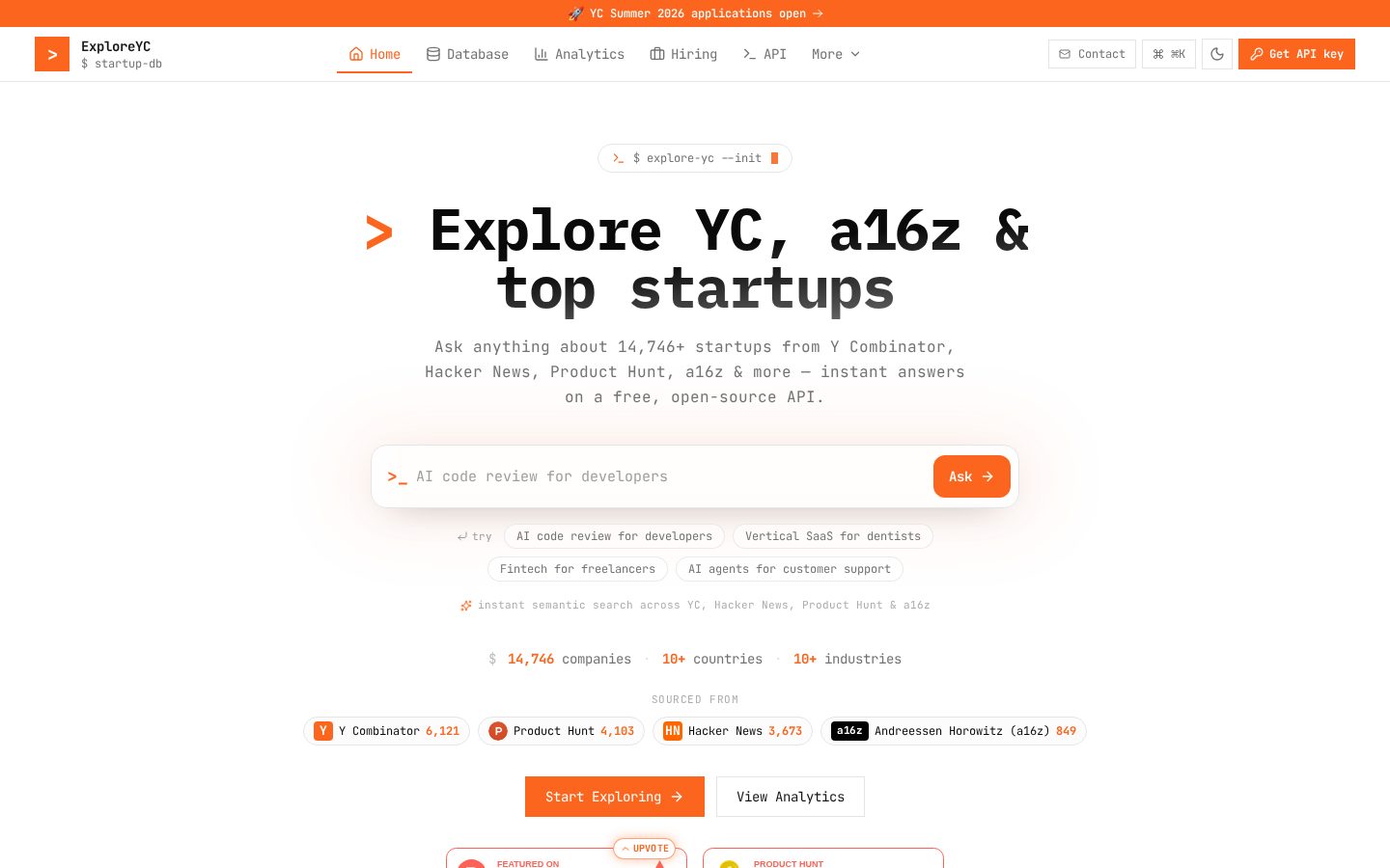 ExploreYC Homepage