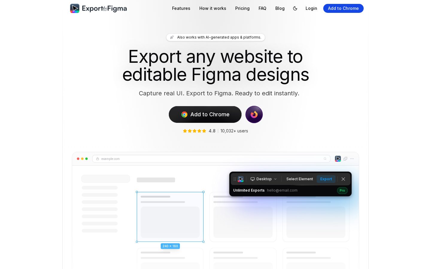Export to Figma Homepage
