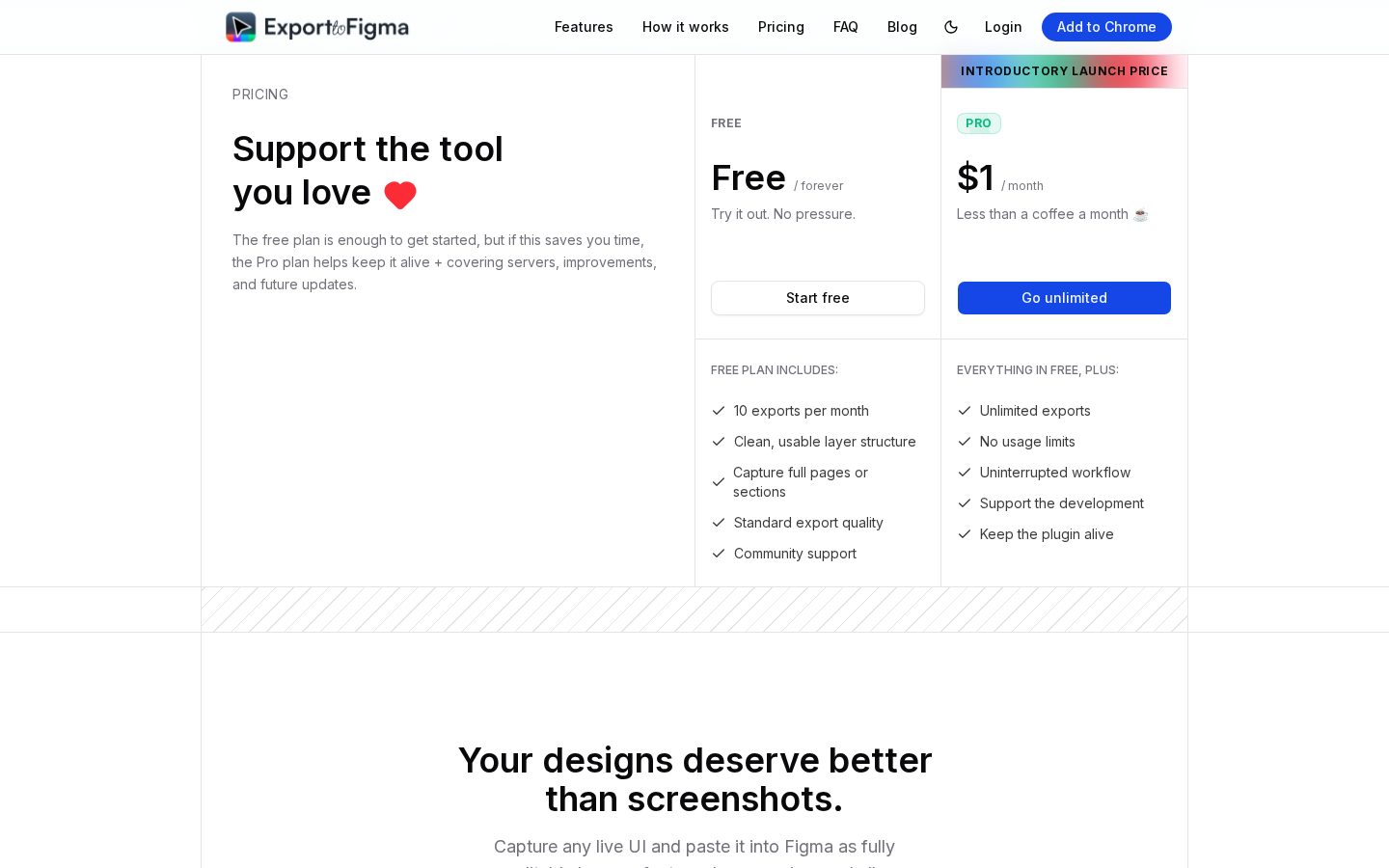 Export to Figma Pricing