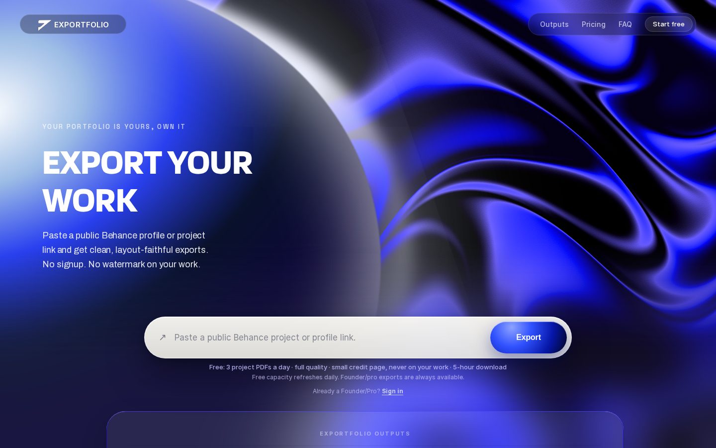 ExportFolio Homepage