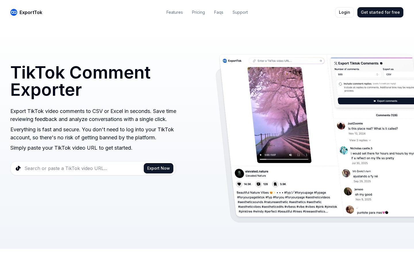 ExportTok Homepage