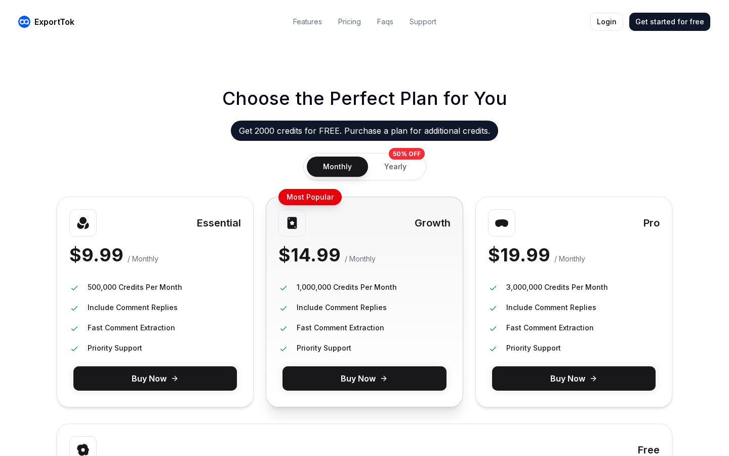 ExportTok Pricing