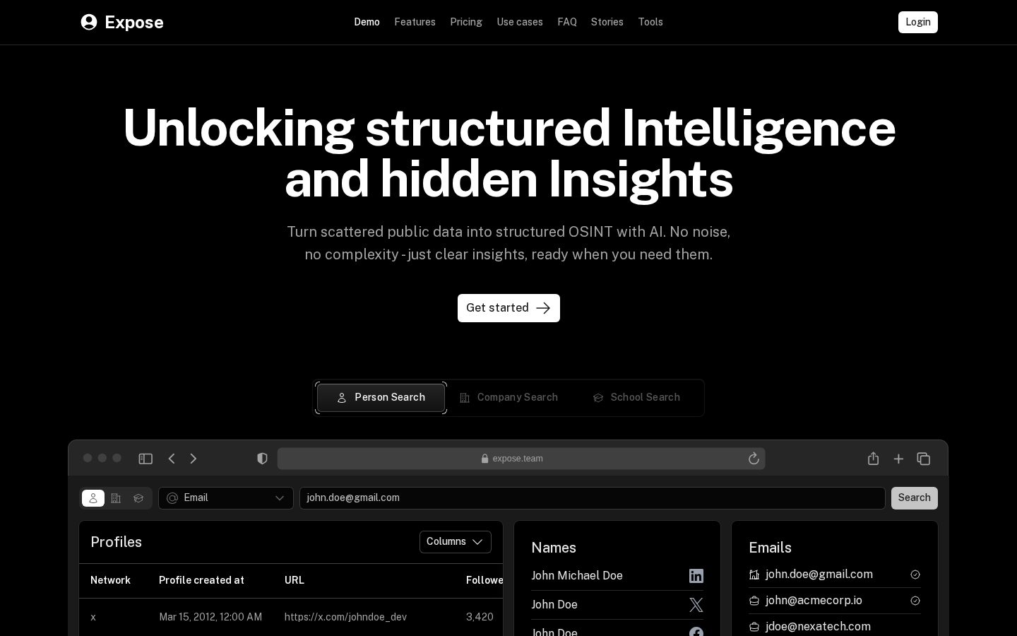 Expose Homepage