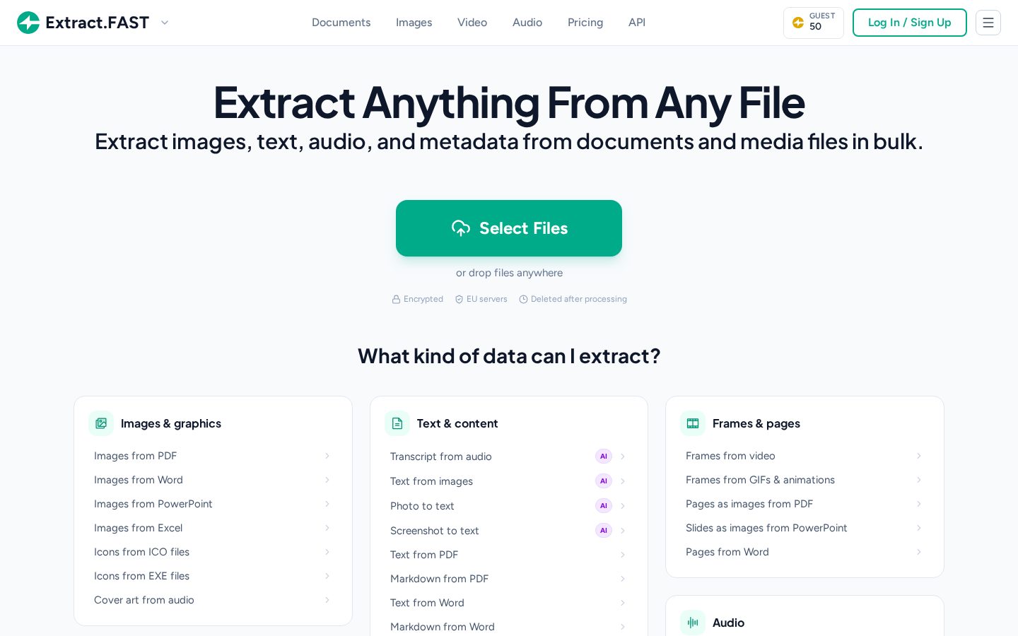 Extract.FAST Homepage