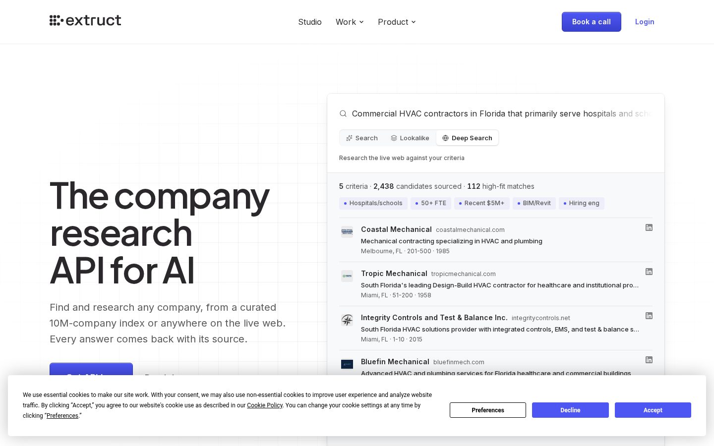Extruct AI Homepage