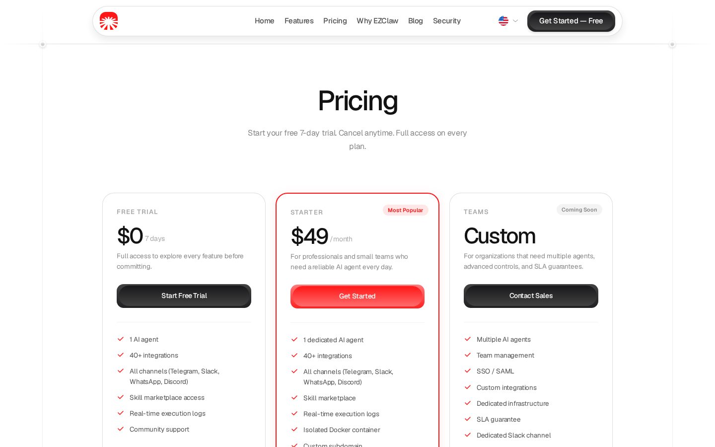 EZClaw Pricing