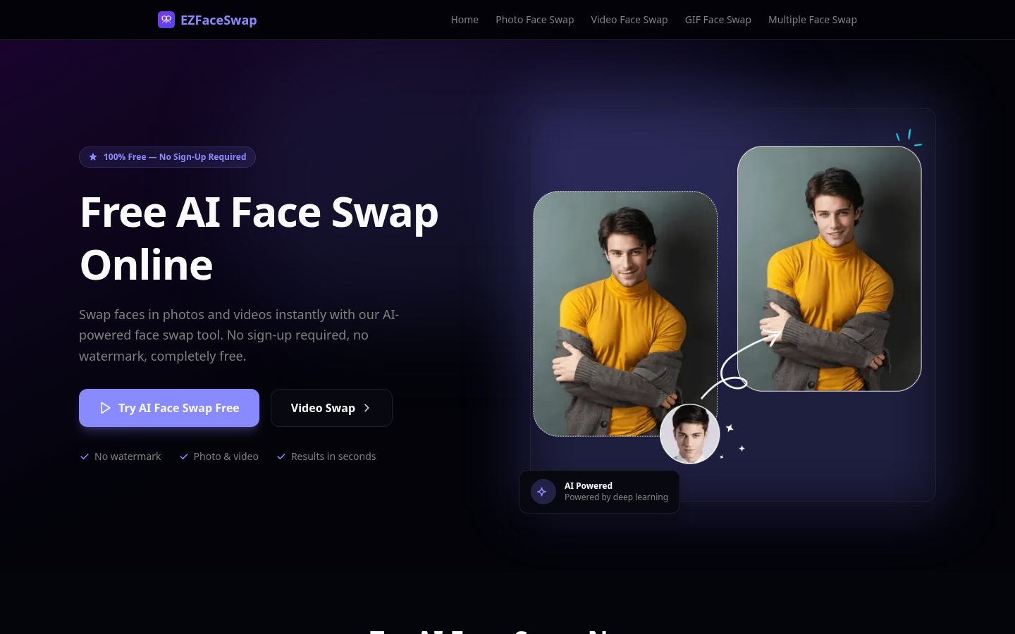 EZFaceSwap Homepage