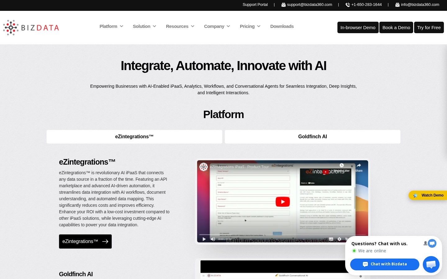 eZintegrations.ai Homepage