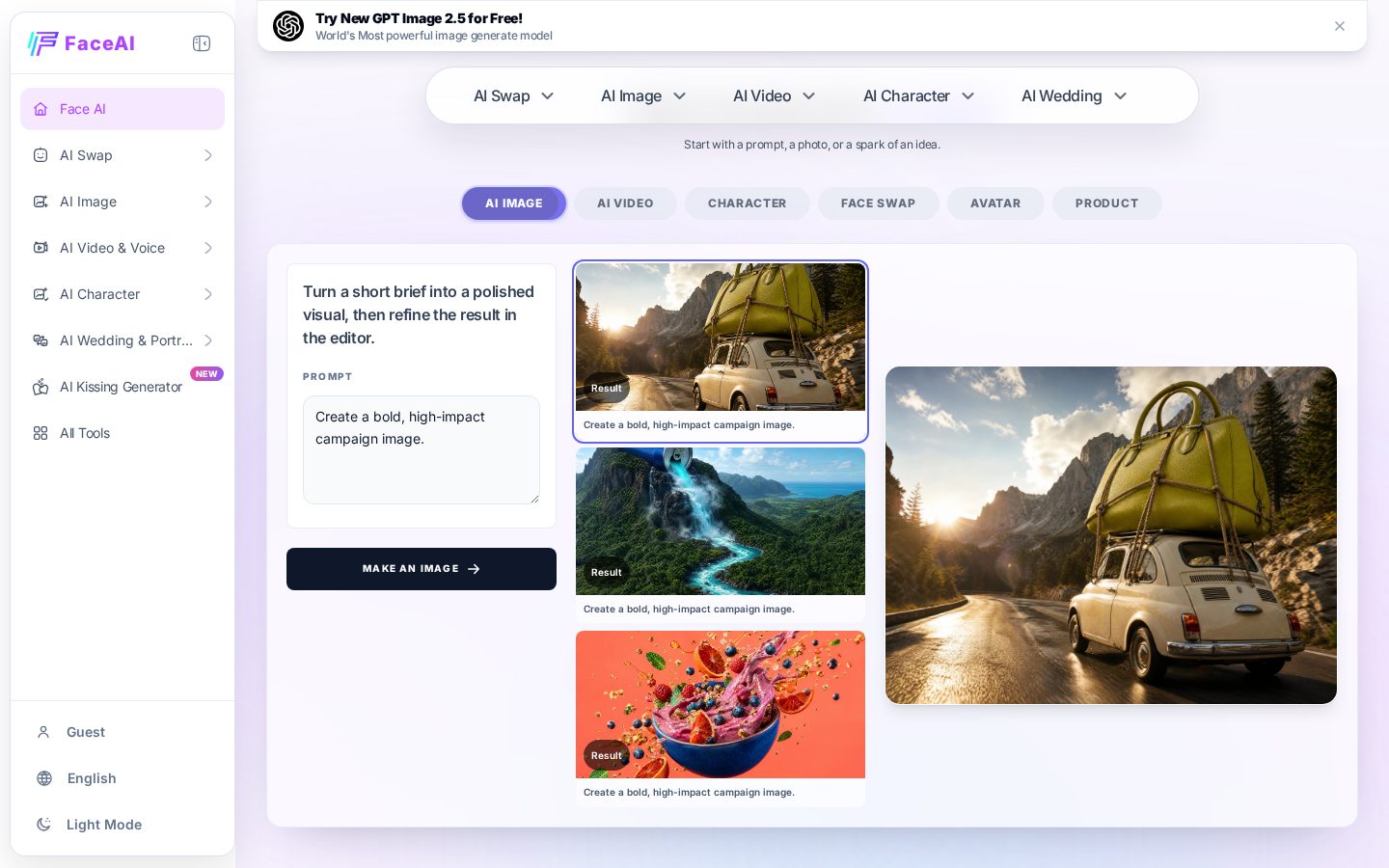 Face AI Homepage