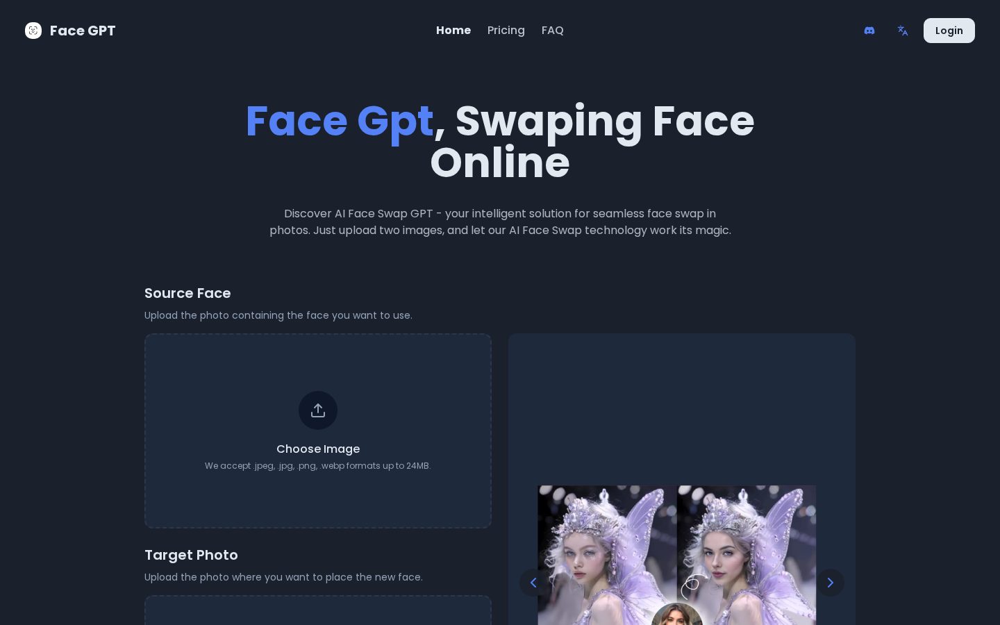 Face GPT Homepage