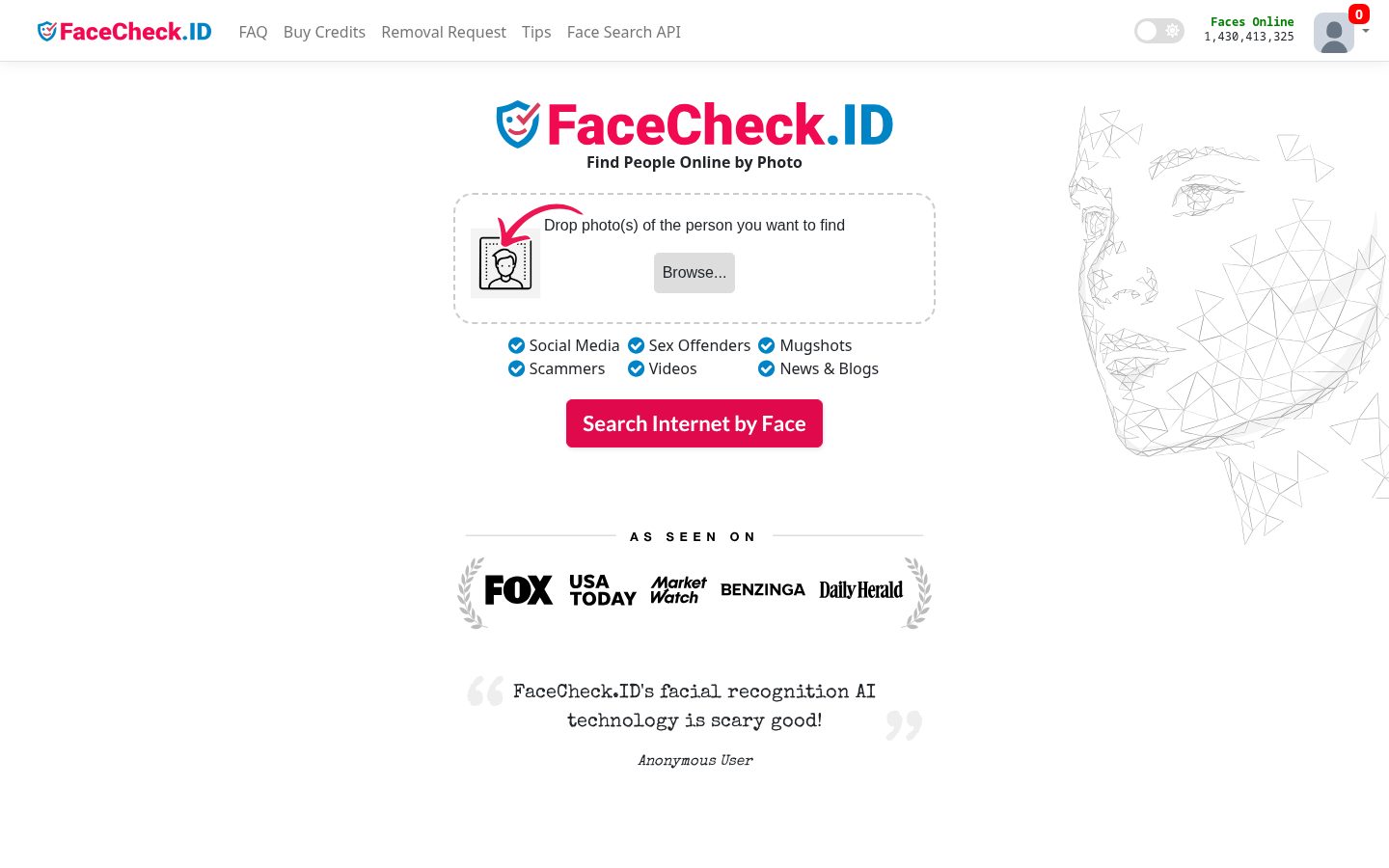 FaceCheck ID AI Homepage