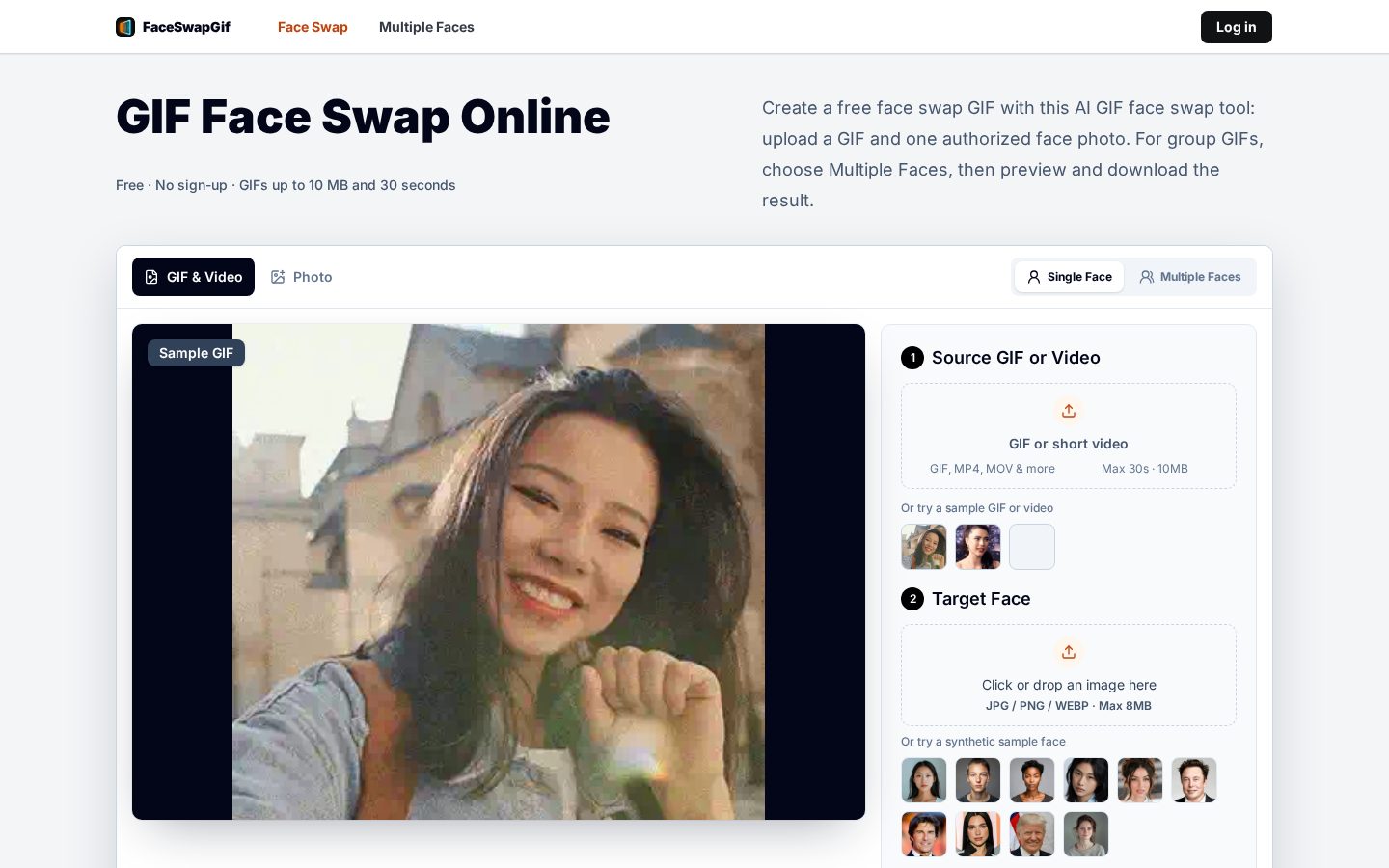 FaceSwapGif Homepage