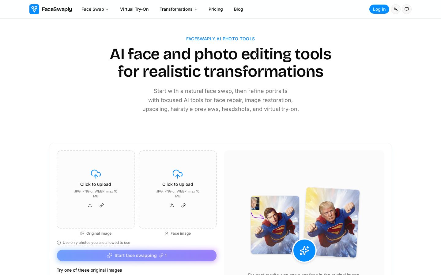 FaceSwaply Homepage