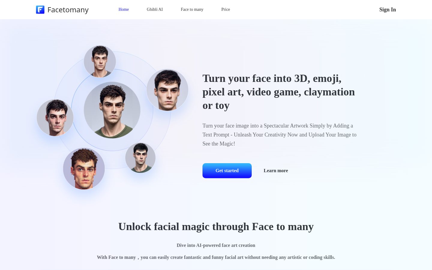 FaceToMany Homepage