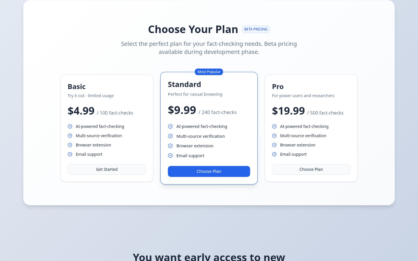 FactCheckIt Pricing