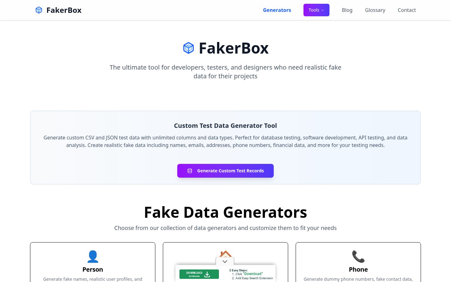 FakerBox Homepage