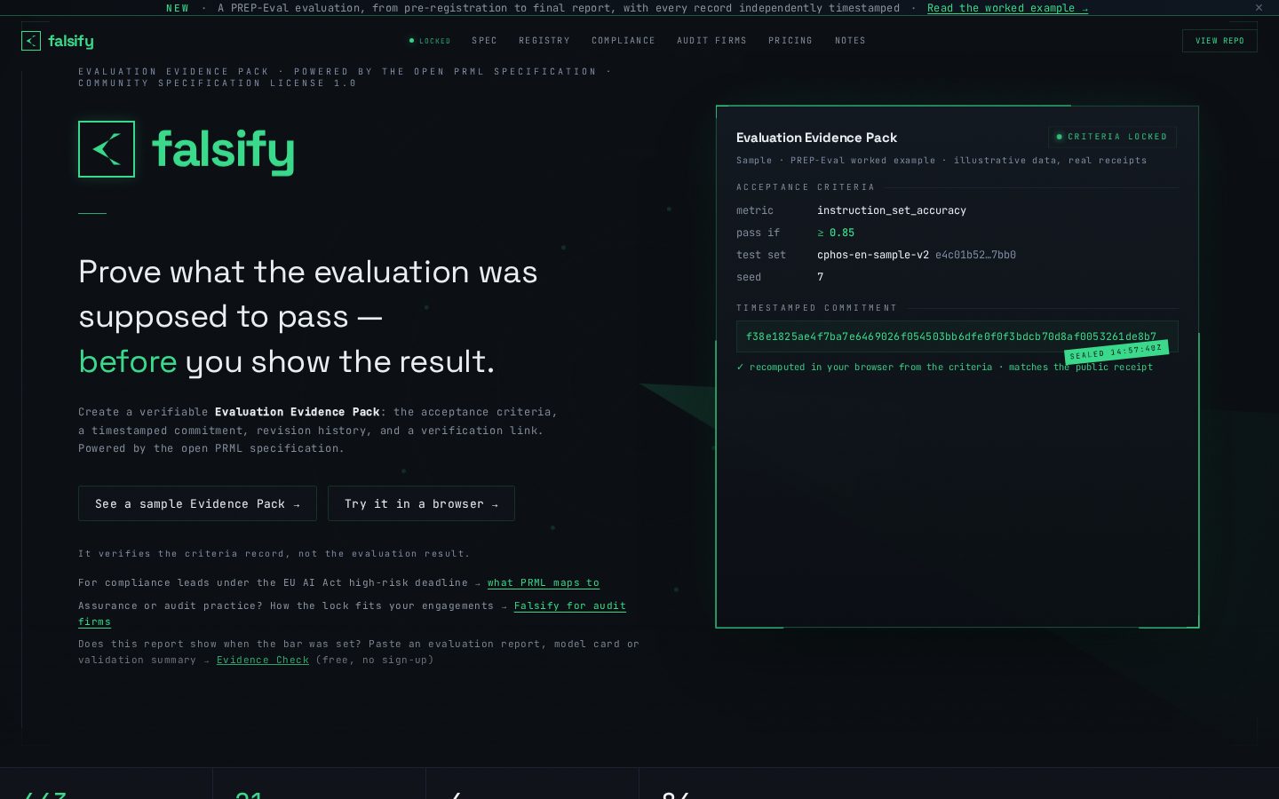 Falsify Homepage