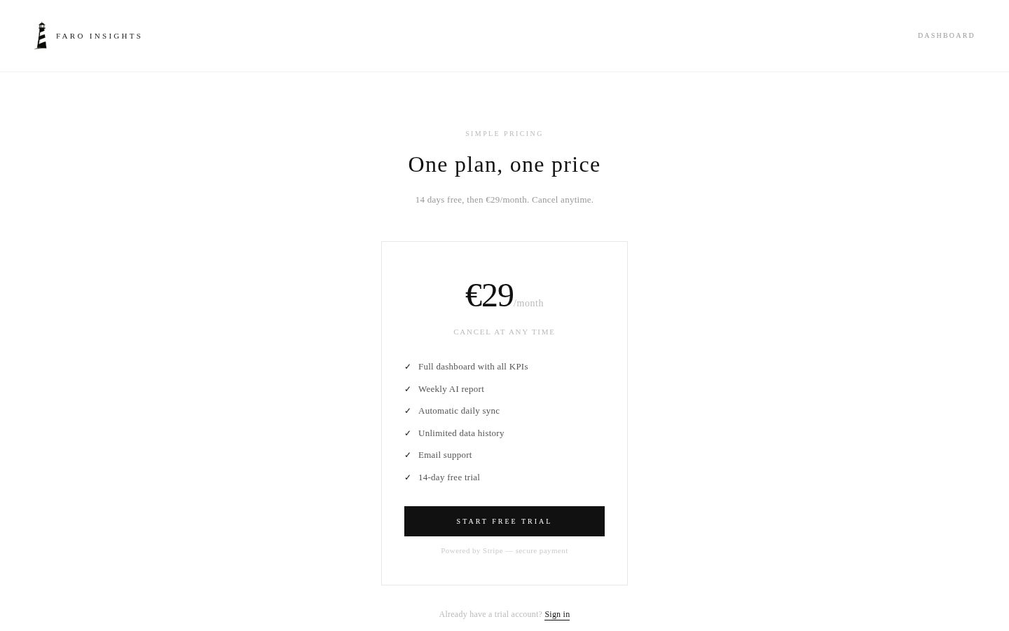 Faro Insights Pricing