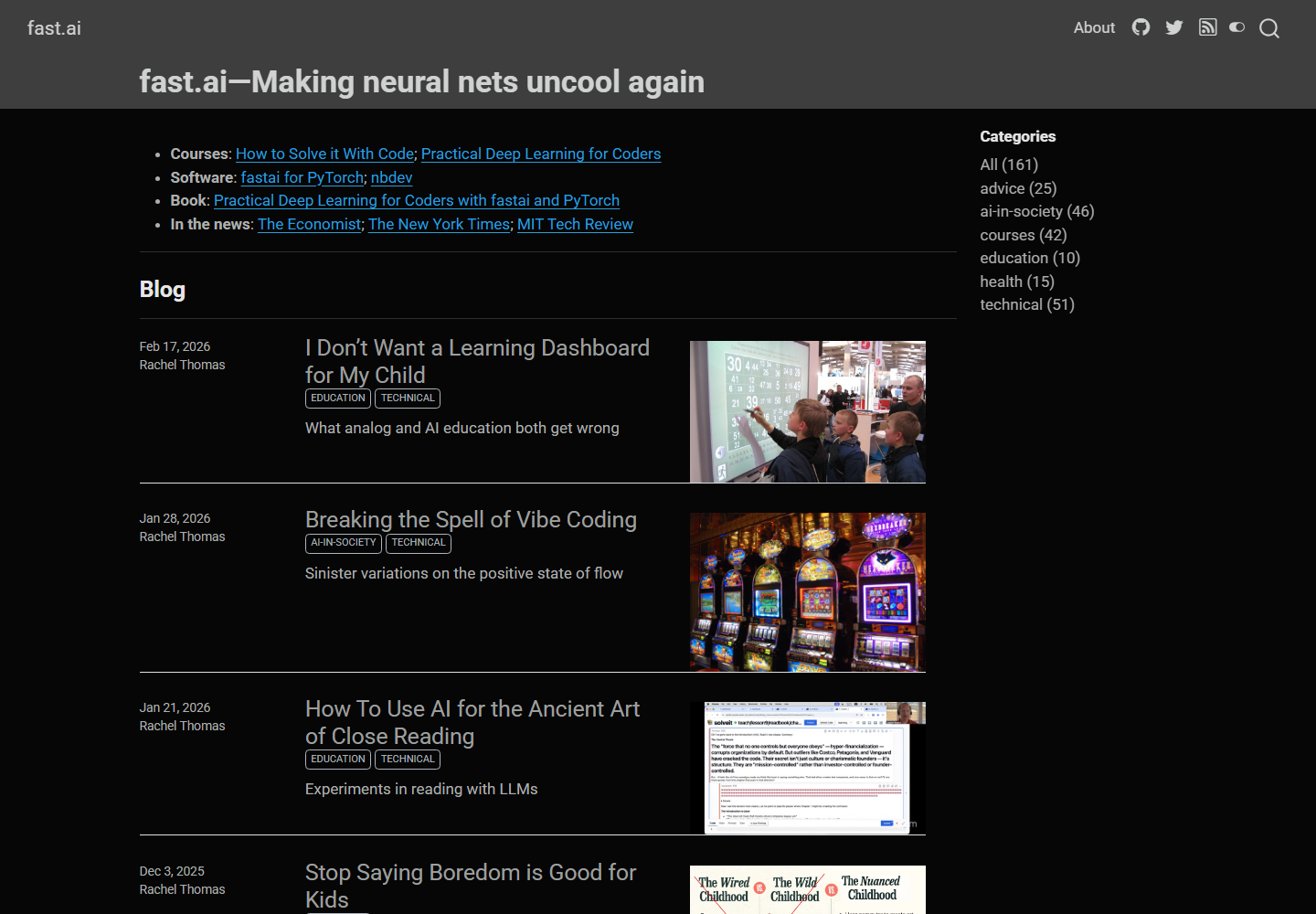 fast.ai homepage