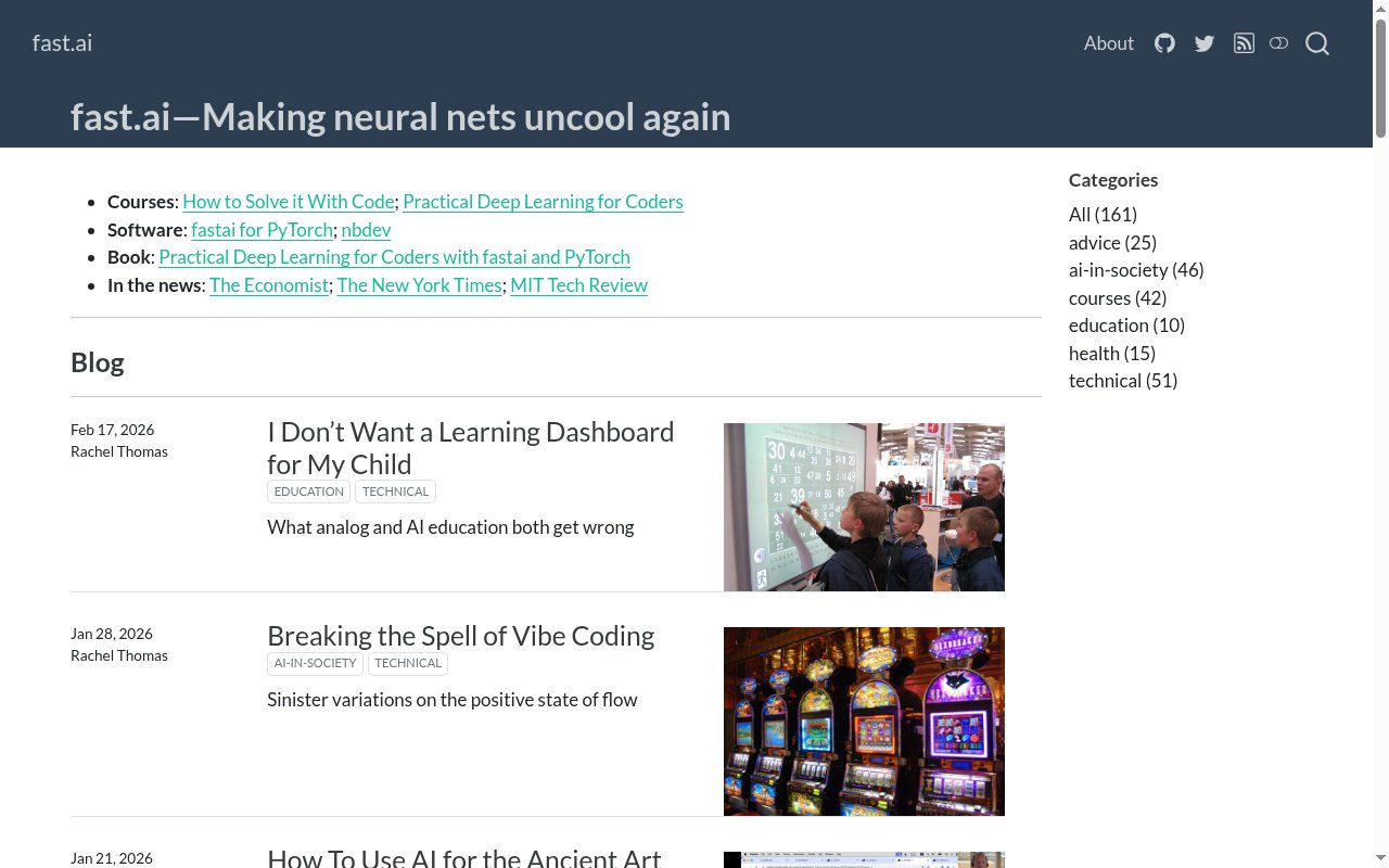 fast.ai homepage