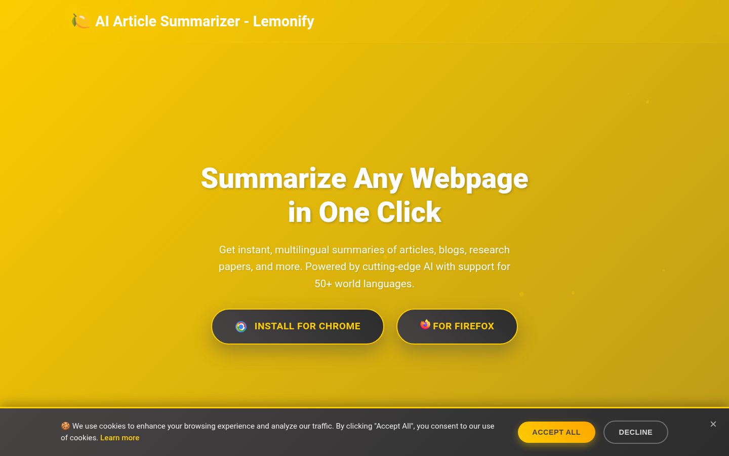 Fast AI Summarizer ext Homepage