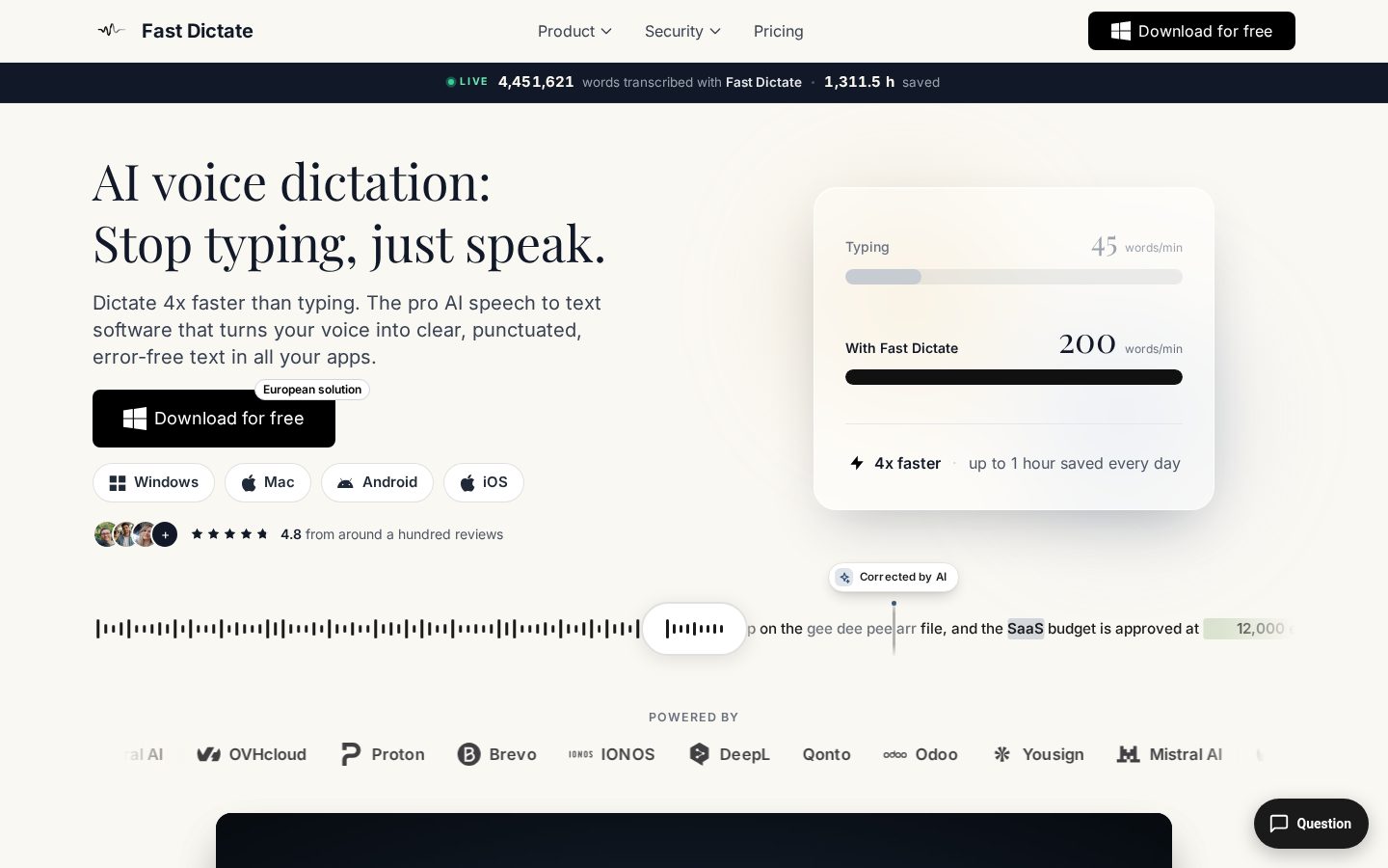 Fast Dictate Homepage