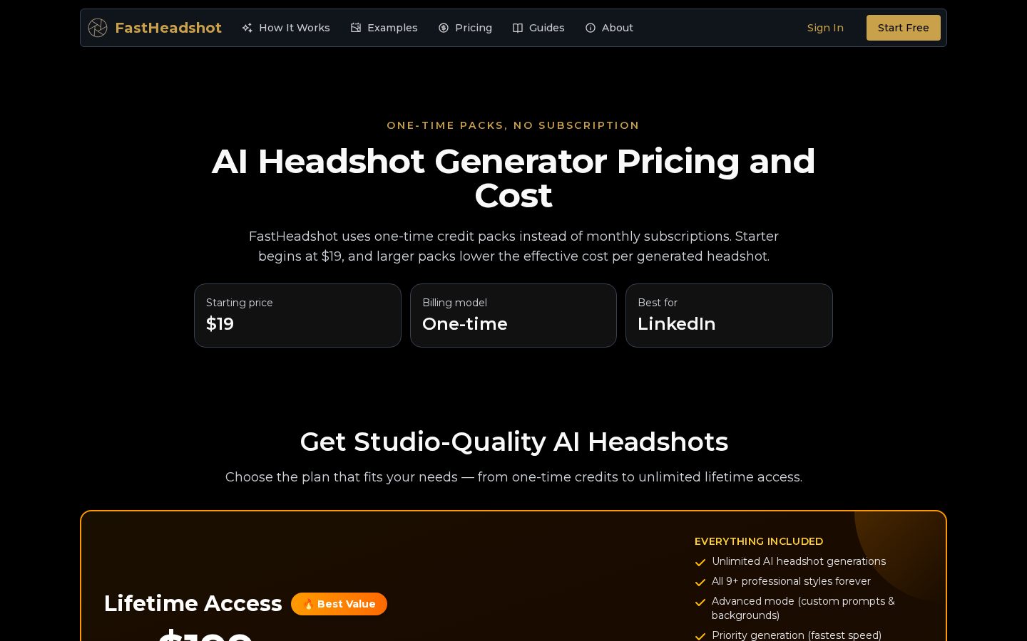 Fast Headshot Pricing