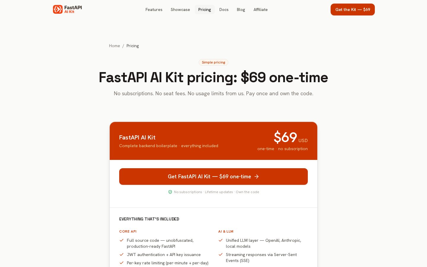 FastAPI AI Kit Pricing