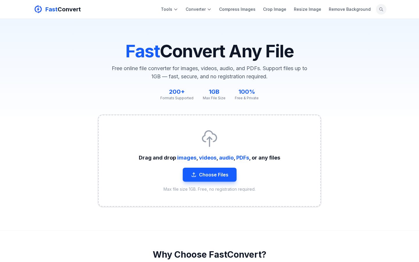 fastconvert.ai Homepage