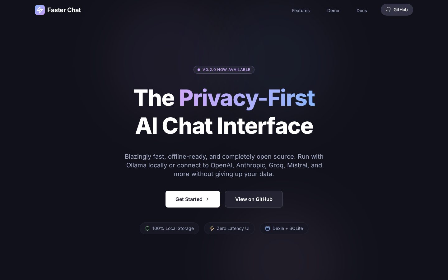 Faster.chat Homepage