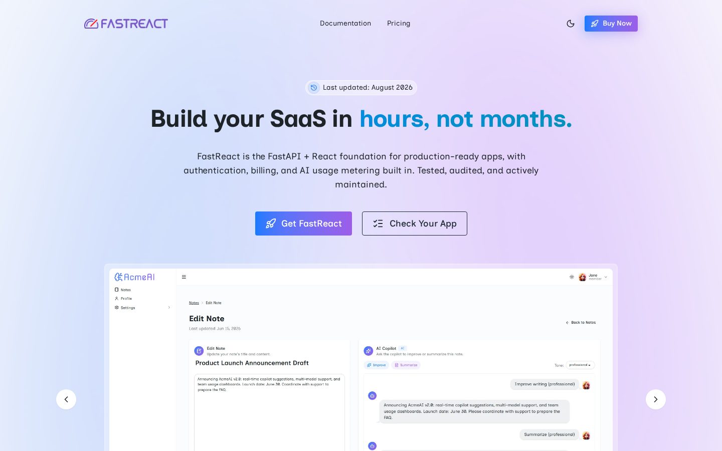 FastReact Homepage