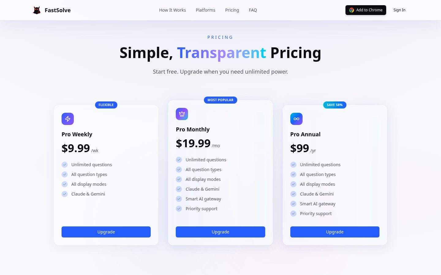 FastSolve Pricing
