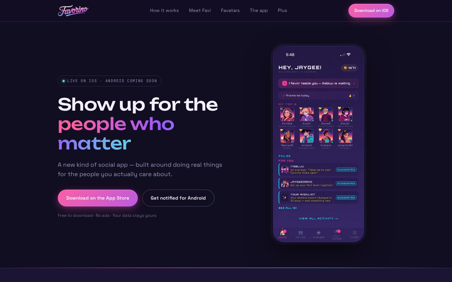 Favorino Homepage