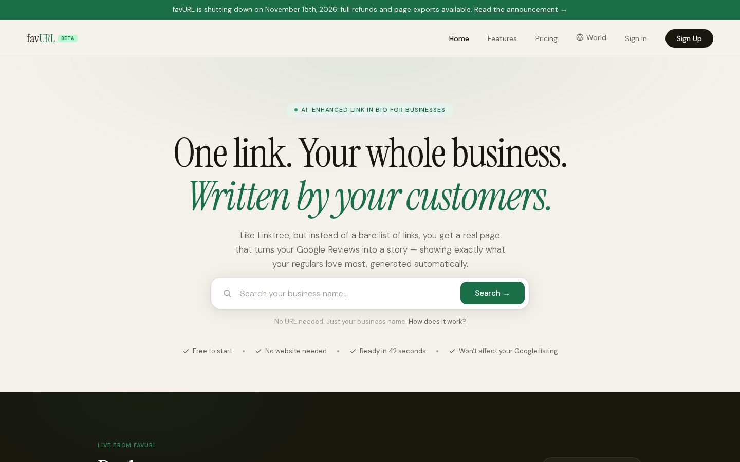 favURL Homepage