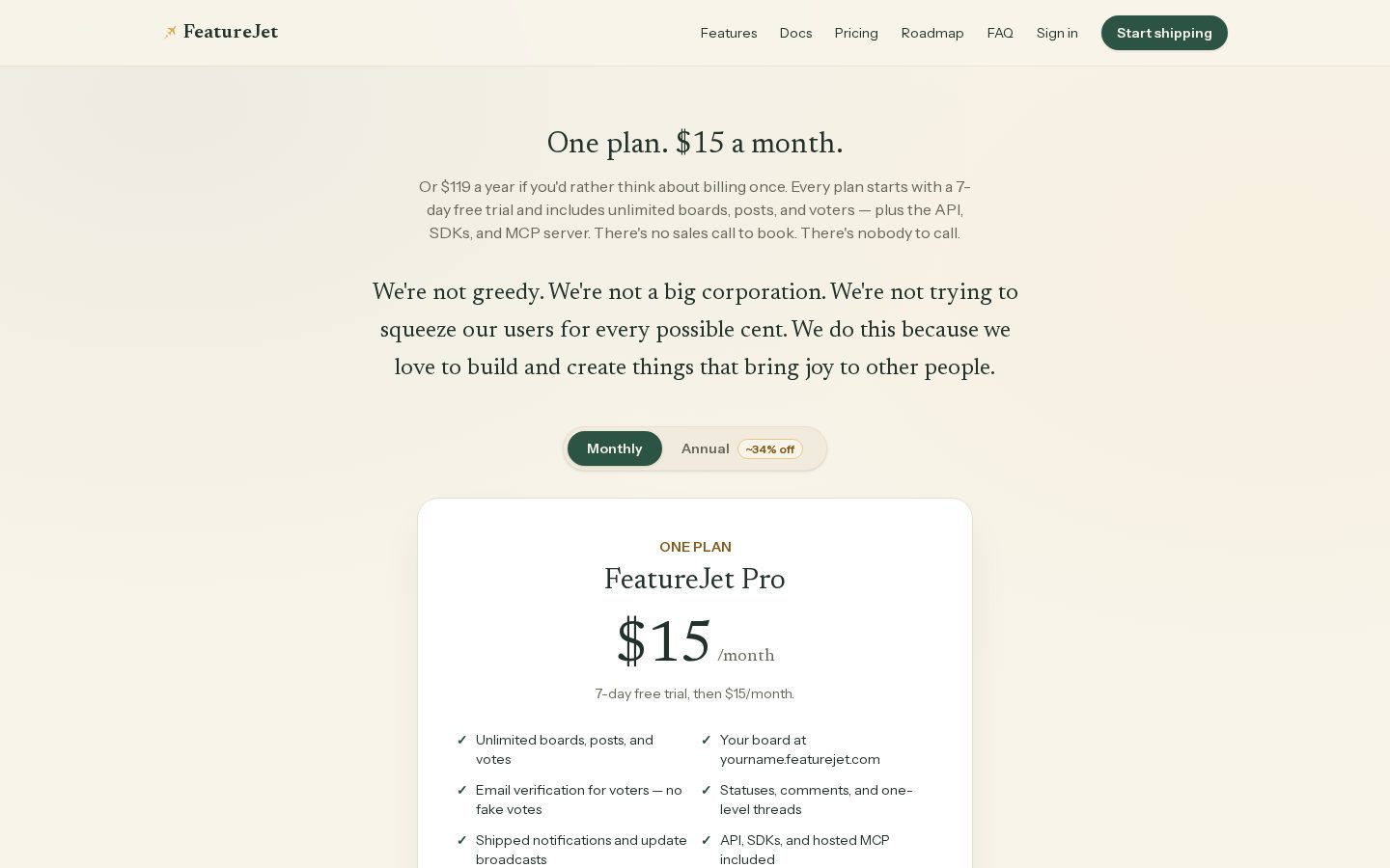 FeatureJet Pricing