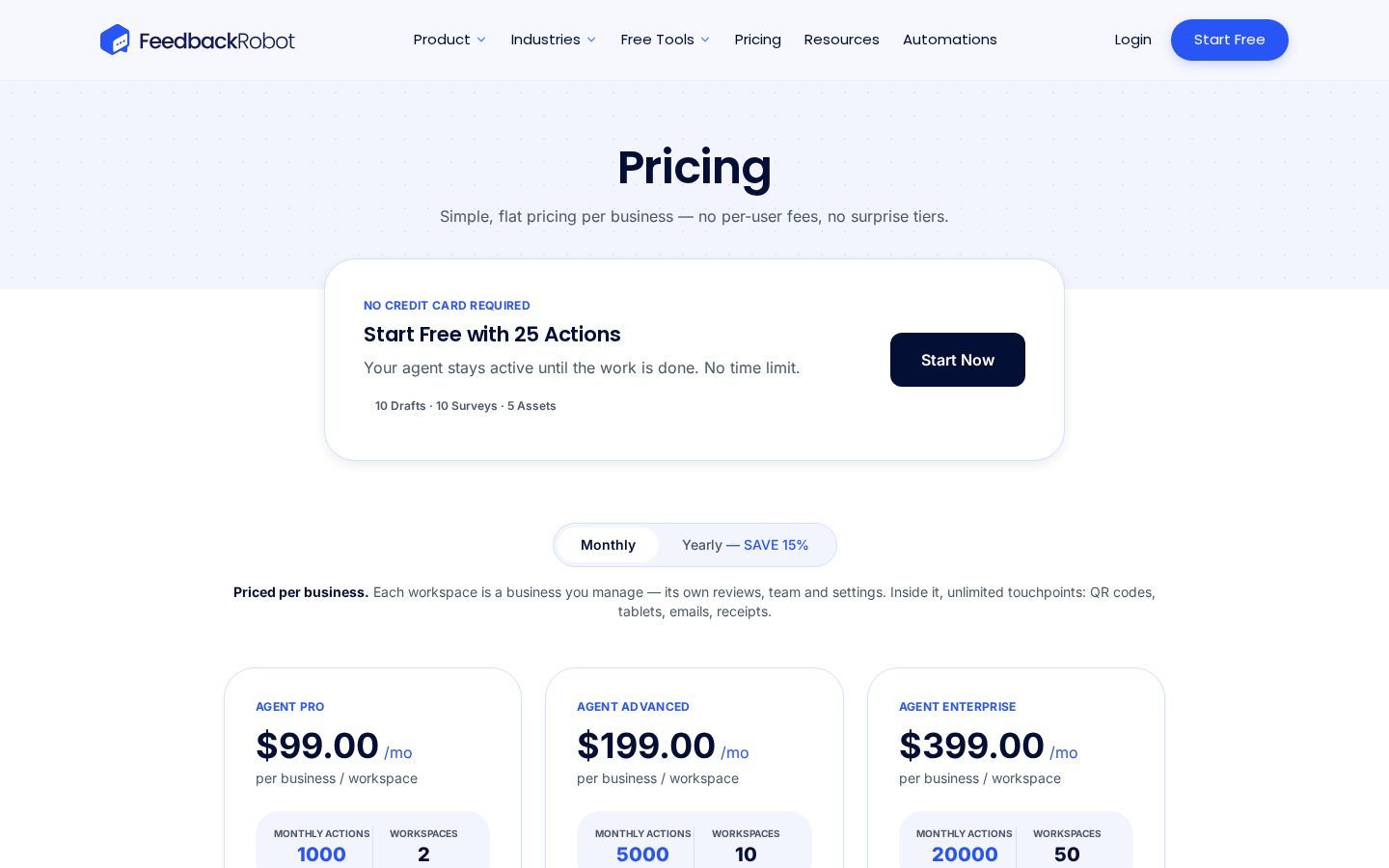 FeedbackRobot Pricing