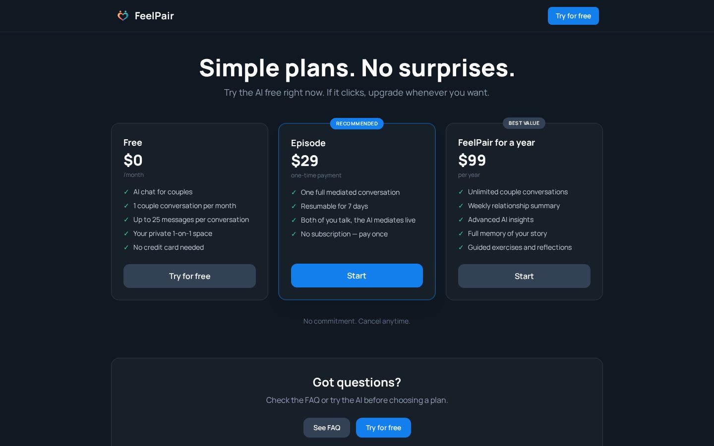 FeelPair Pricing